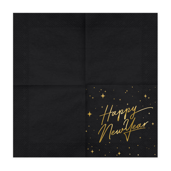 Happy New Year Black and Gold Napkins