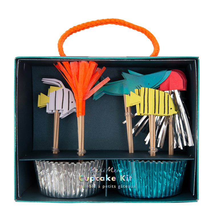 under the sea shark party cupcake kit