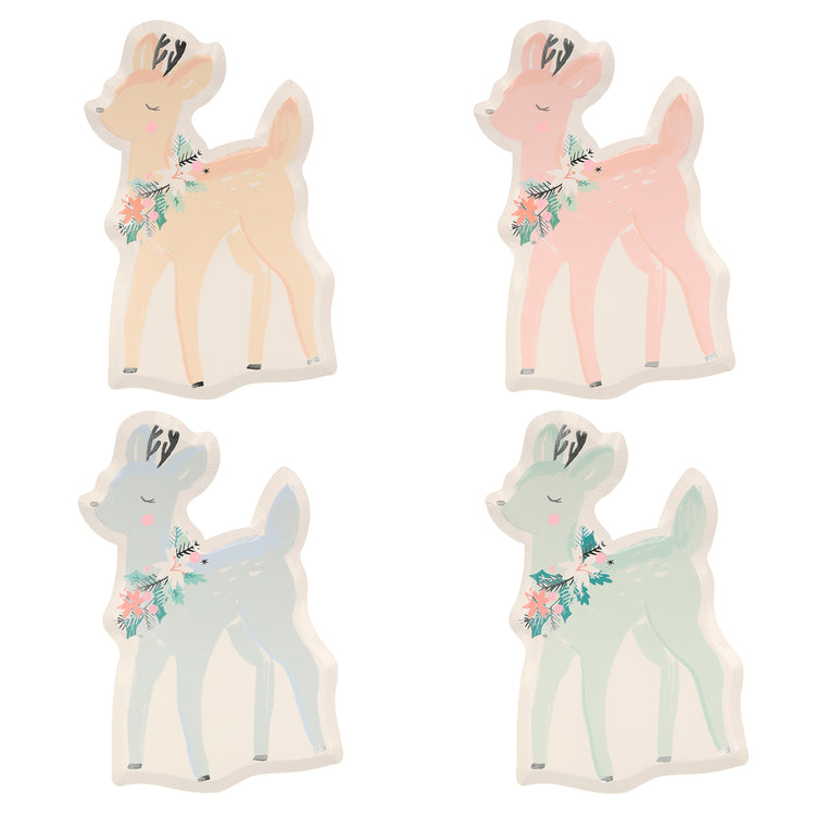 pastel deer plates Christmas nz