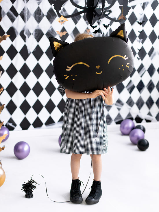 black cat halloween balloon