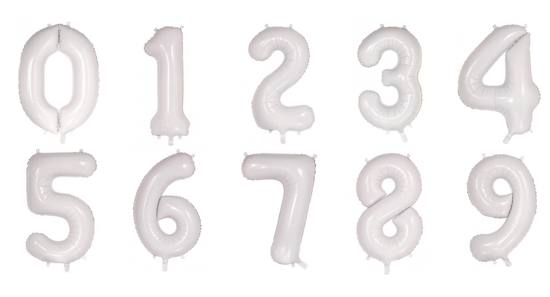 White Foil Number Balloon