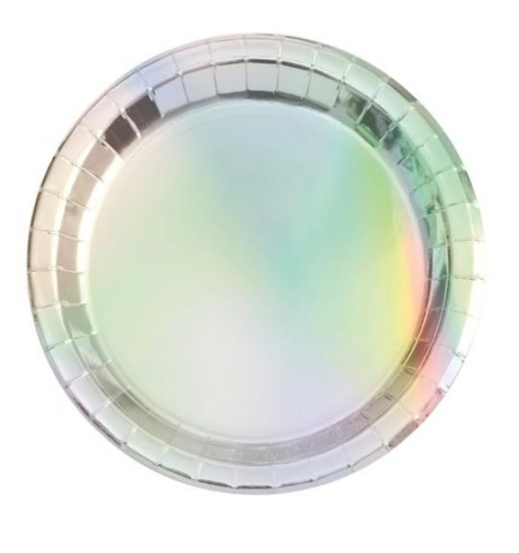 iridescent paper party plate